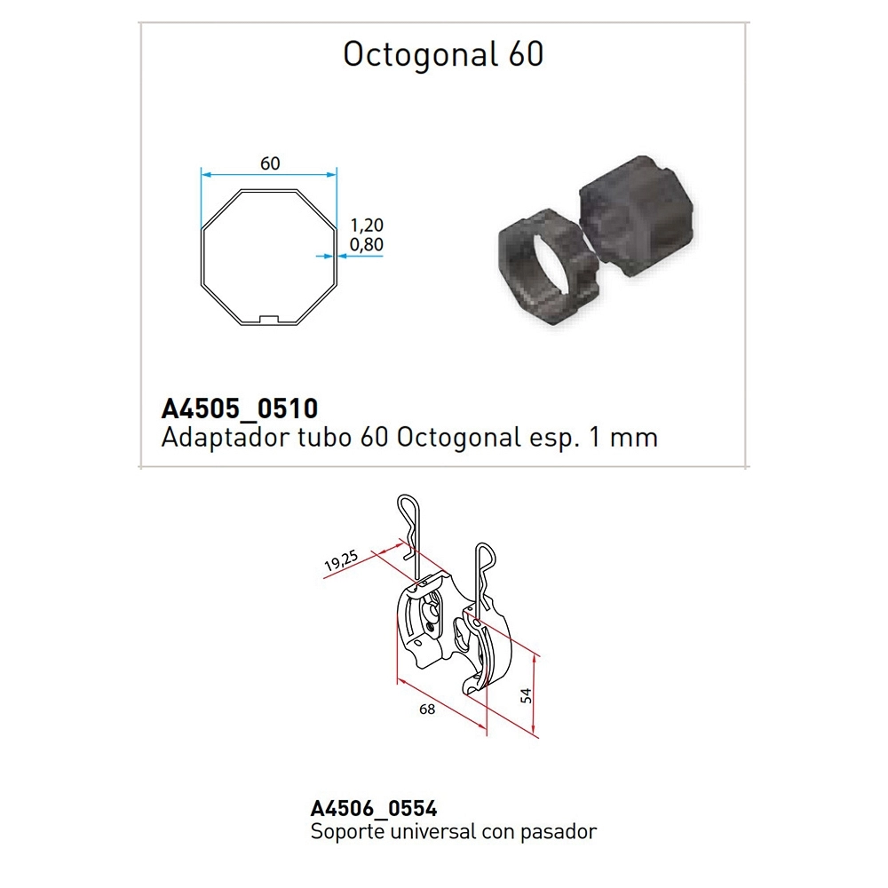 Soporte y adaptador motor persiana